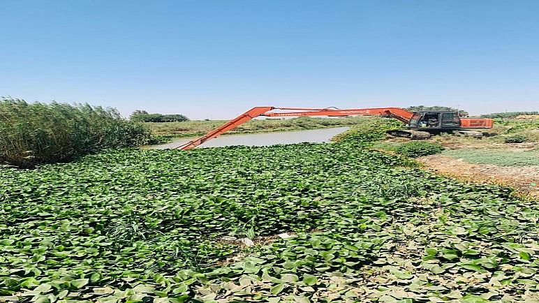 الموارد المائية تباشر بإزالة زهرة النيل من مقدمة ناظمي “الجويميسة والجعفري ” في قضاء الاصلاح